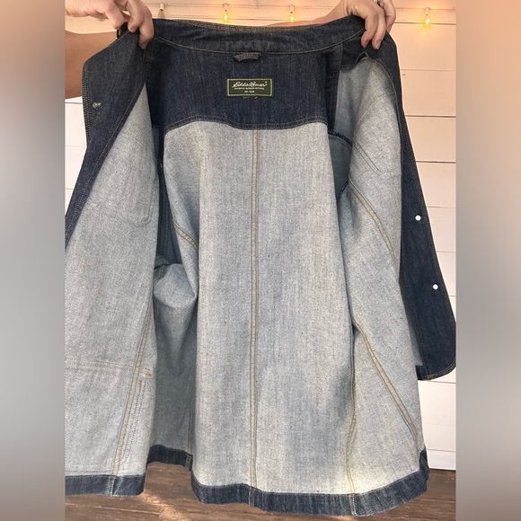 Vintage Y2k Eddie Bauer stand up collar denim jacket/blazer L - Picture 7 of 10